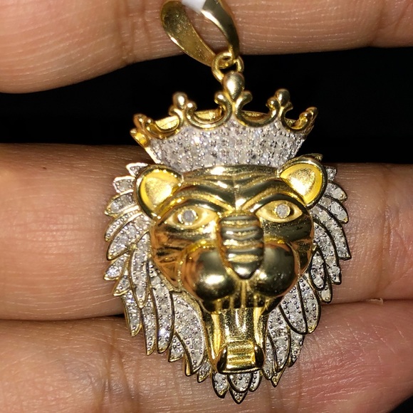 REAL DIAMOND Custom LION PENDANT not CZ not fake! - Picture 5 of 7